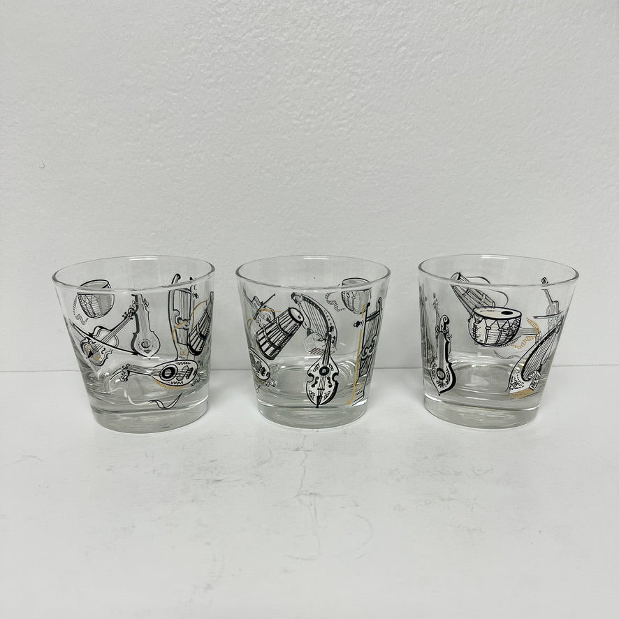 (25716) Set of Five Midcentury Musical Rocks Glasses