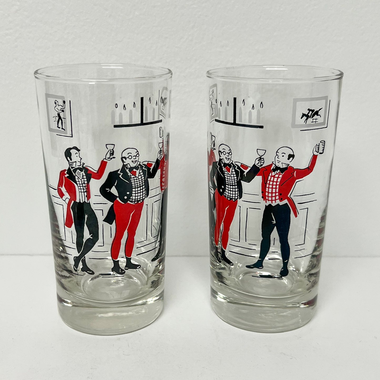 (25827) Set of Five Libbey Pickwick Dickens Midcentury Highballs