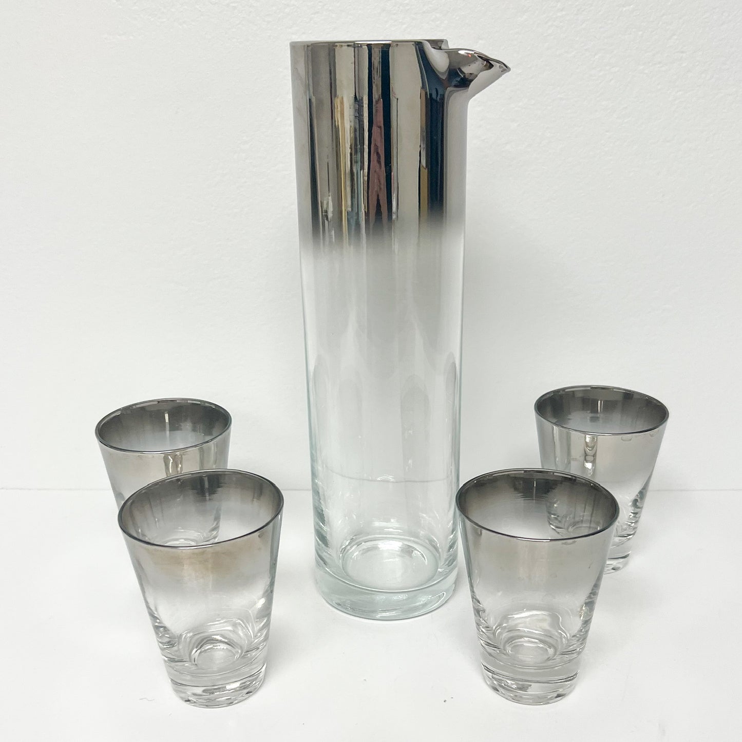 (26070) Midcentury Silver Fade Five Piece Cocktail Set