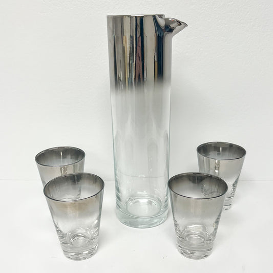 (26070) Midcentury Silver Fade Five Piece Cocktail Set