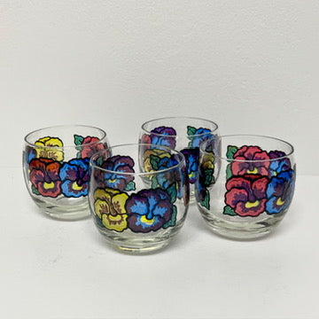 (24769) Set of Four Midcentury Pansy Roly Polies