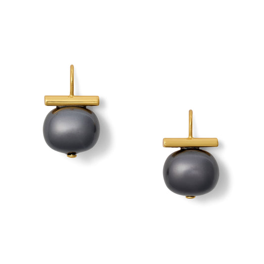 (27083) Noir Luxe Black Forever Fave Pebble Pearl Earring
