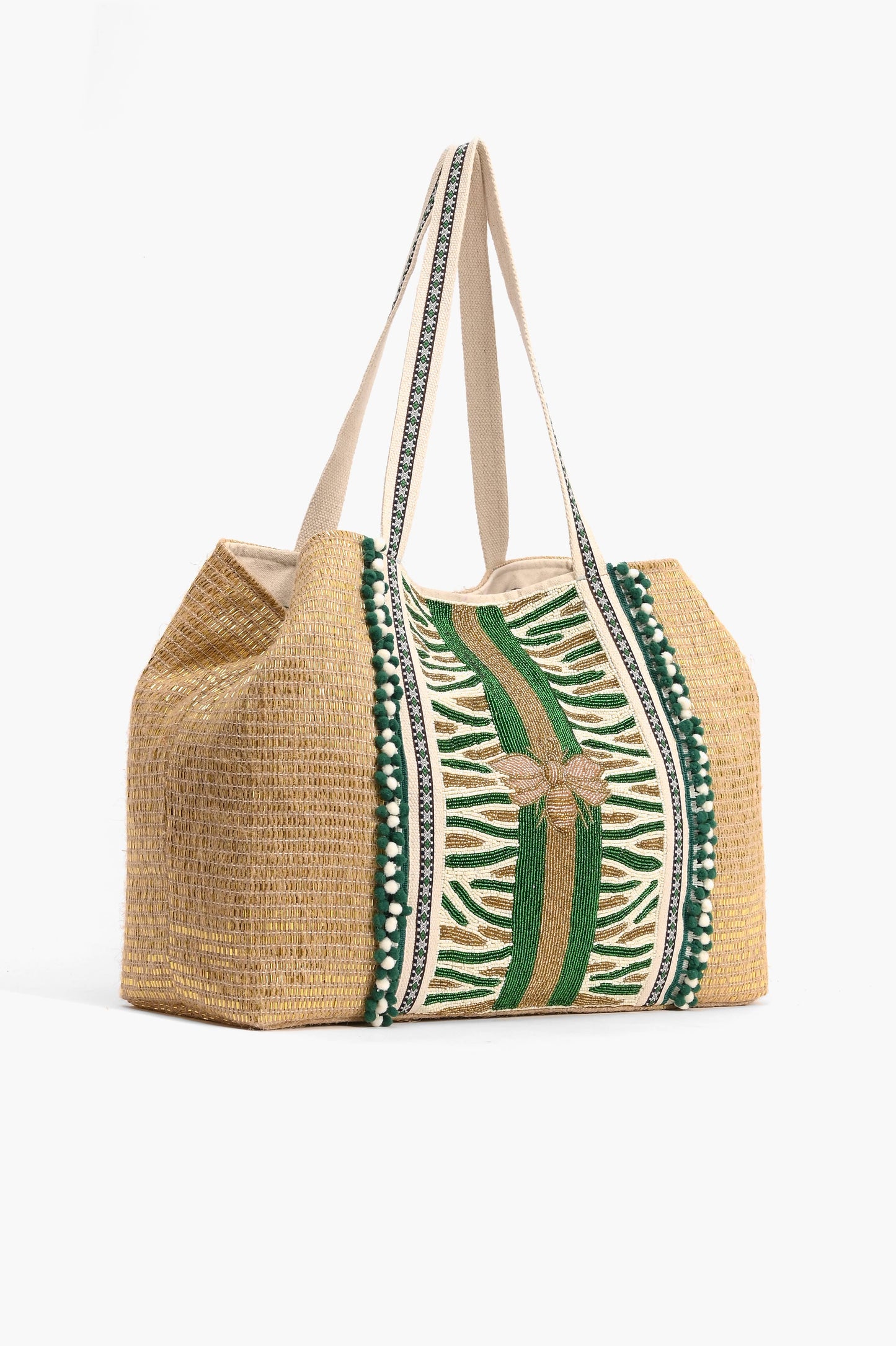 (23477) Green Bee Embellished Tote