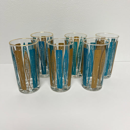 (23513) Set of Six Midcentury Atomic Fish Tumblers