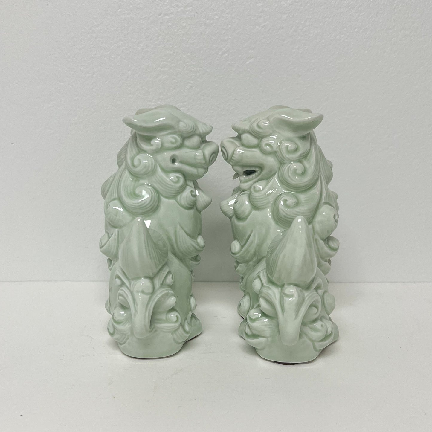 (27106) Pair of Celadon Foo Dogs