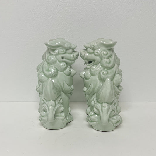 (27106) Pair of Celadon Foo Dogs