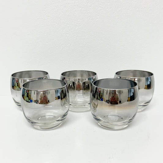 (26284) Set of Five Silver Fade Midcentury Roly Poly Glasses