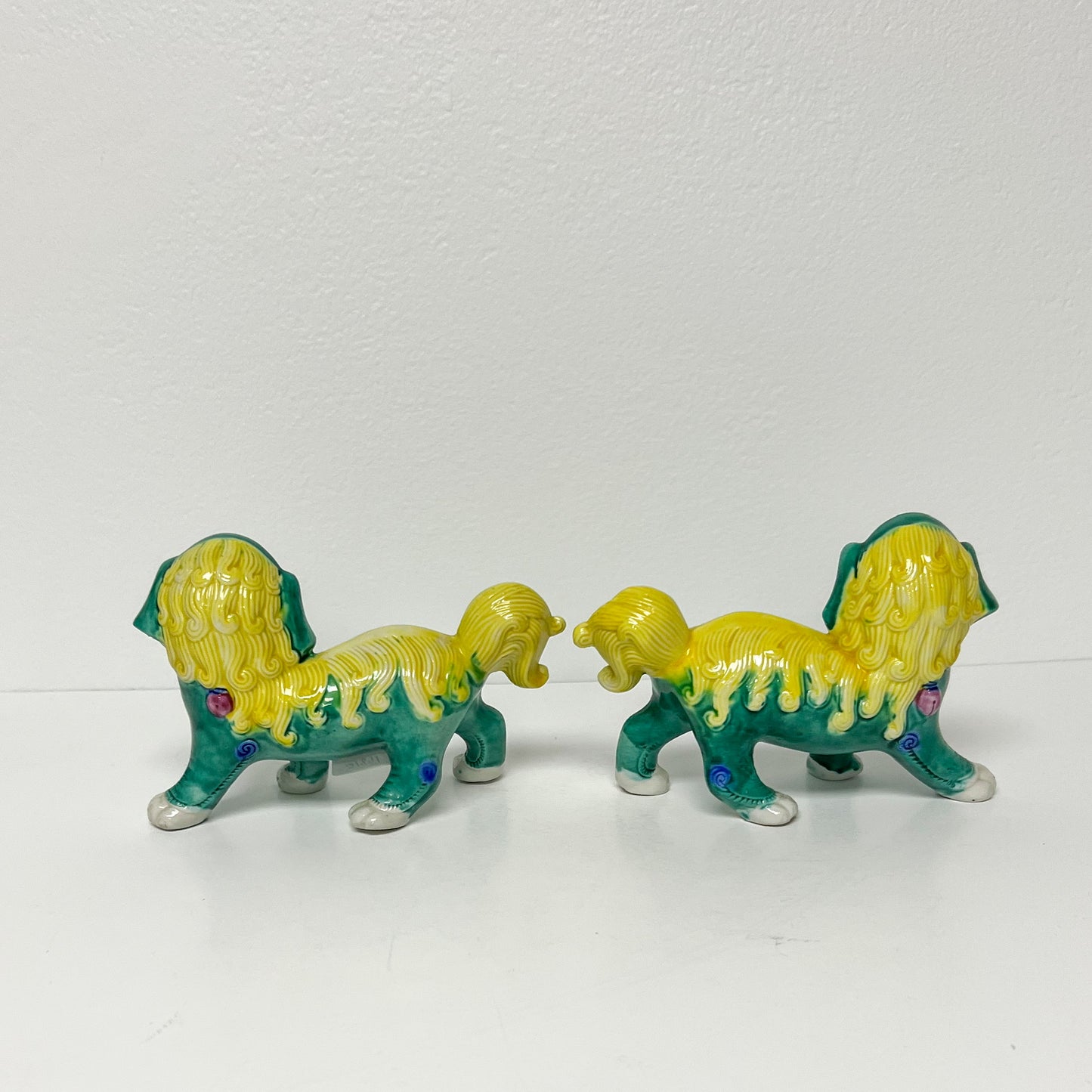 (21891) Pair of Green Foo Dogs on All Fours