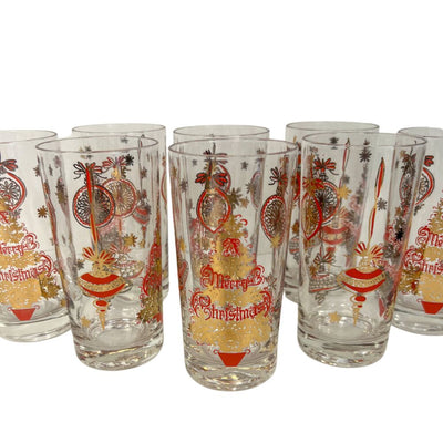(22115) Set of Eight Gold and Red Merry Christmas Tumblers