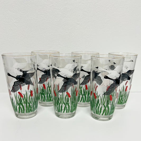 (23509) Set of Six Midcentury Goose Tumblers