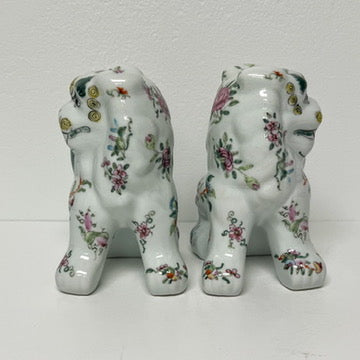 (25679) Pair of Famille Rose Style Foo Dogs Ca. 1970's/80's