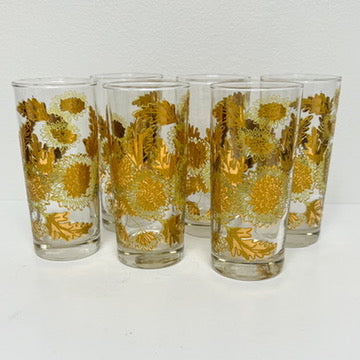 (16963) Set Of 6 Gold Mum Tumblers Signed Pokee