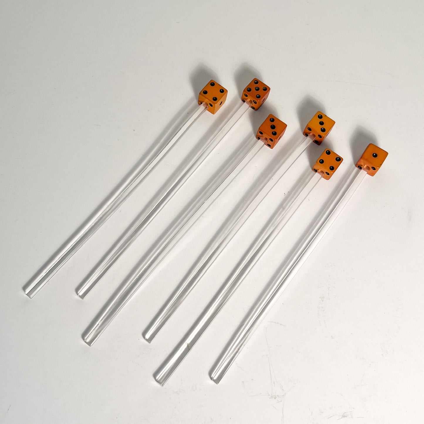 (22414) Set of Six Vintage Dice Stir Sticks