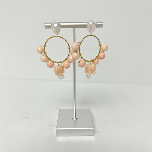 (26251) Calypso in Pink Elephant and Pearl Earrings