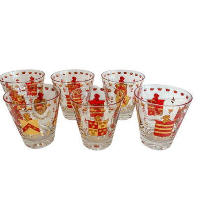 (22202) Set of Six Coat of Arms Rocks Glasses with Knights and Coats of Arms