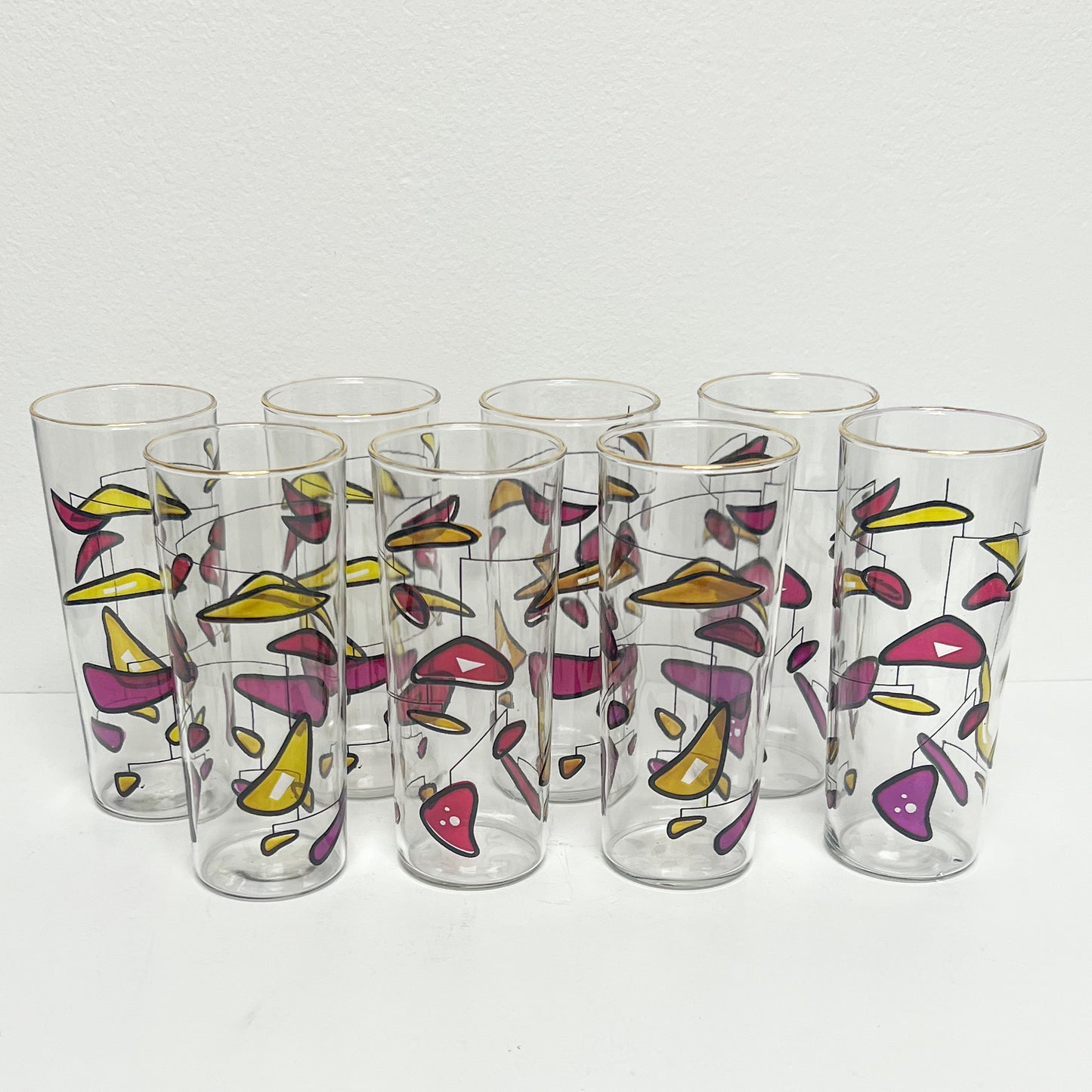 (24977) Set of Eight Midcentury Amoeba Mobile Design Tumblers