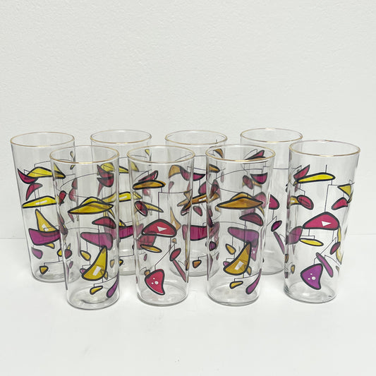 (24977) Set of Eight Midcentury Amoeba Mobile Design Tumblers