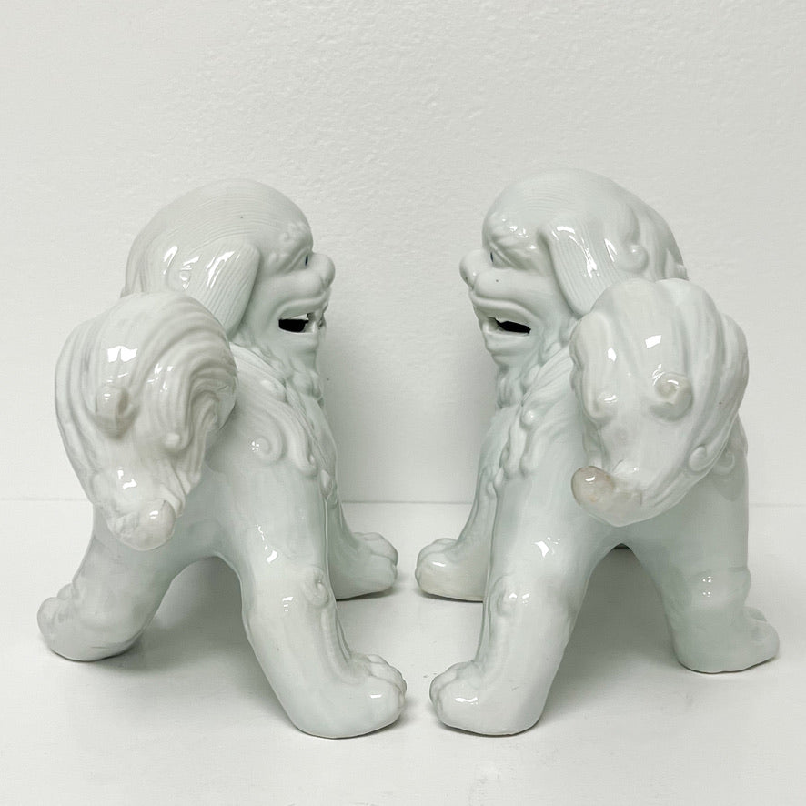(26296) Pair of Blanc de Chine Style Foo Dogs on All Fours