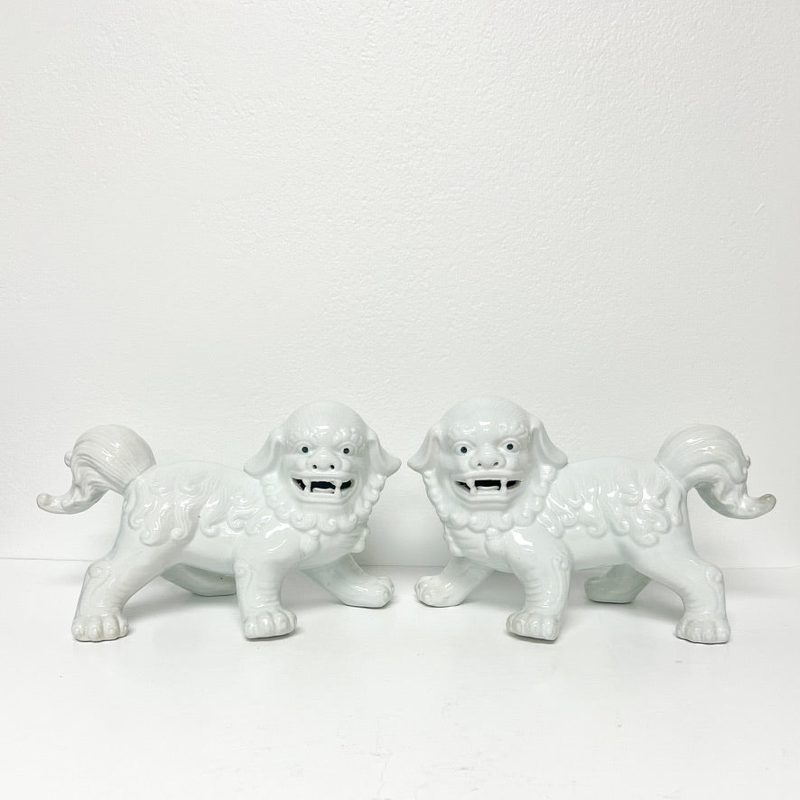 (26296) Pair of Blanc de Chine Style Foo Dogs on All Fours