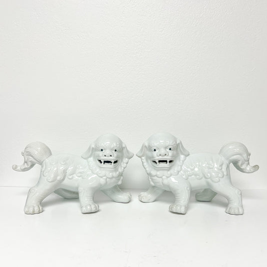 (26296) Pair of Blanc de Chine Style Foo Dogs on All Fours