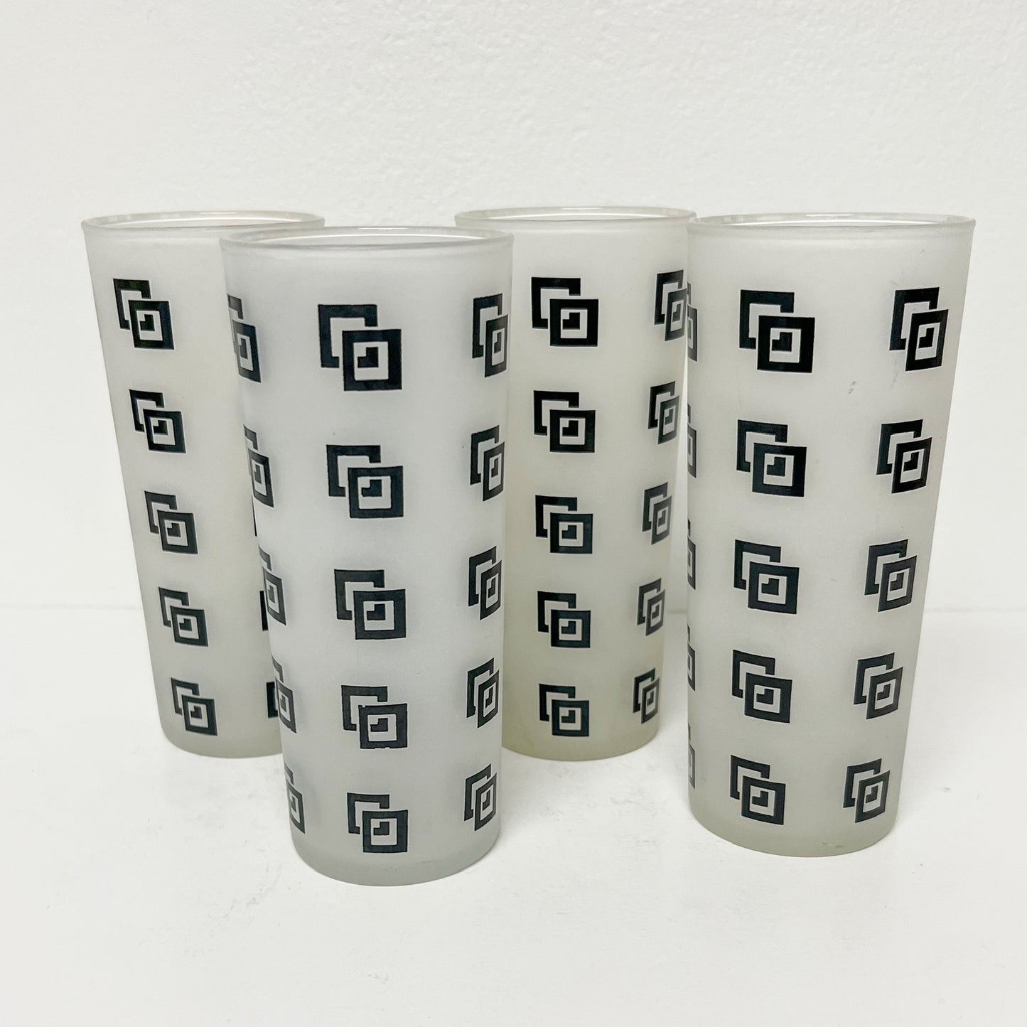 (25836) Anchor Hocking Double Square Set of Four Collins Glasses
