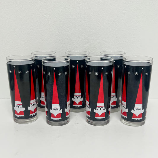 (24973) Set of Seven Holt Howard Santa Collins Glasses