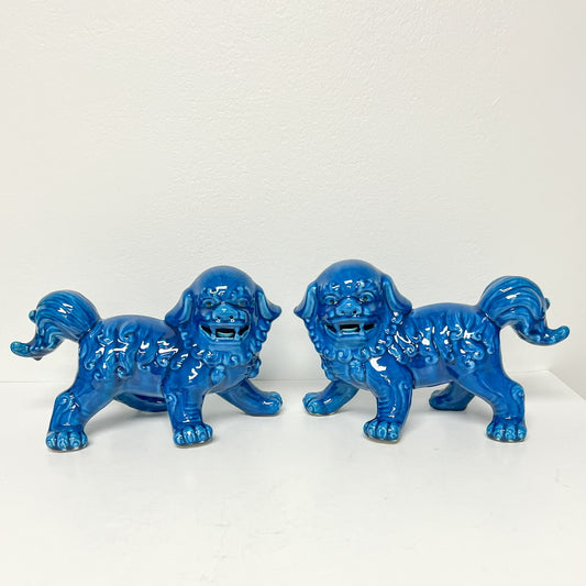 (26281) Pair of Turquoise Foo Dogs on All Fours