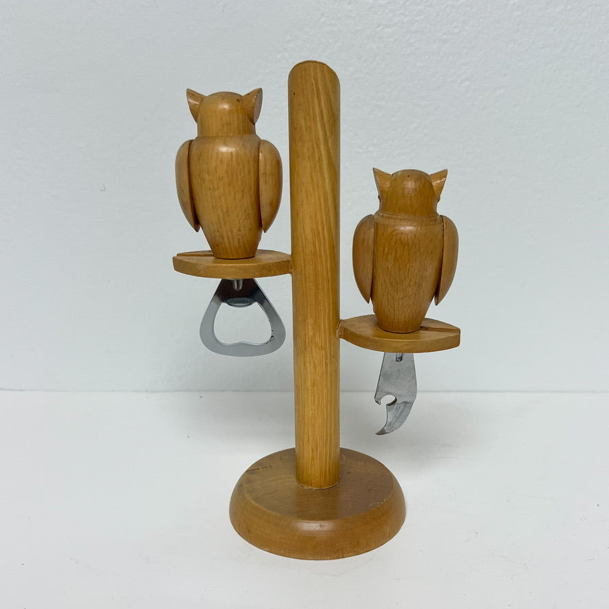 (25470) Midcentury Owl Bottle Openers on Stand
