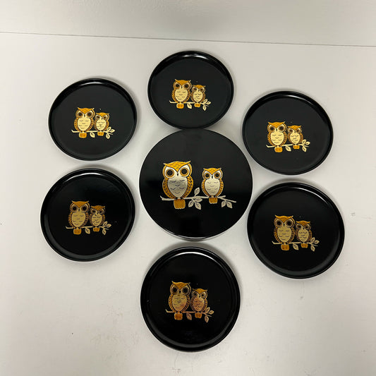 (26116) Otagiri Midcentury Owl Coaster Set