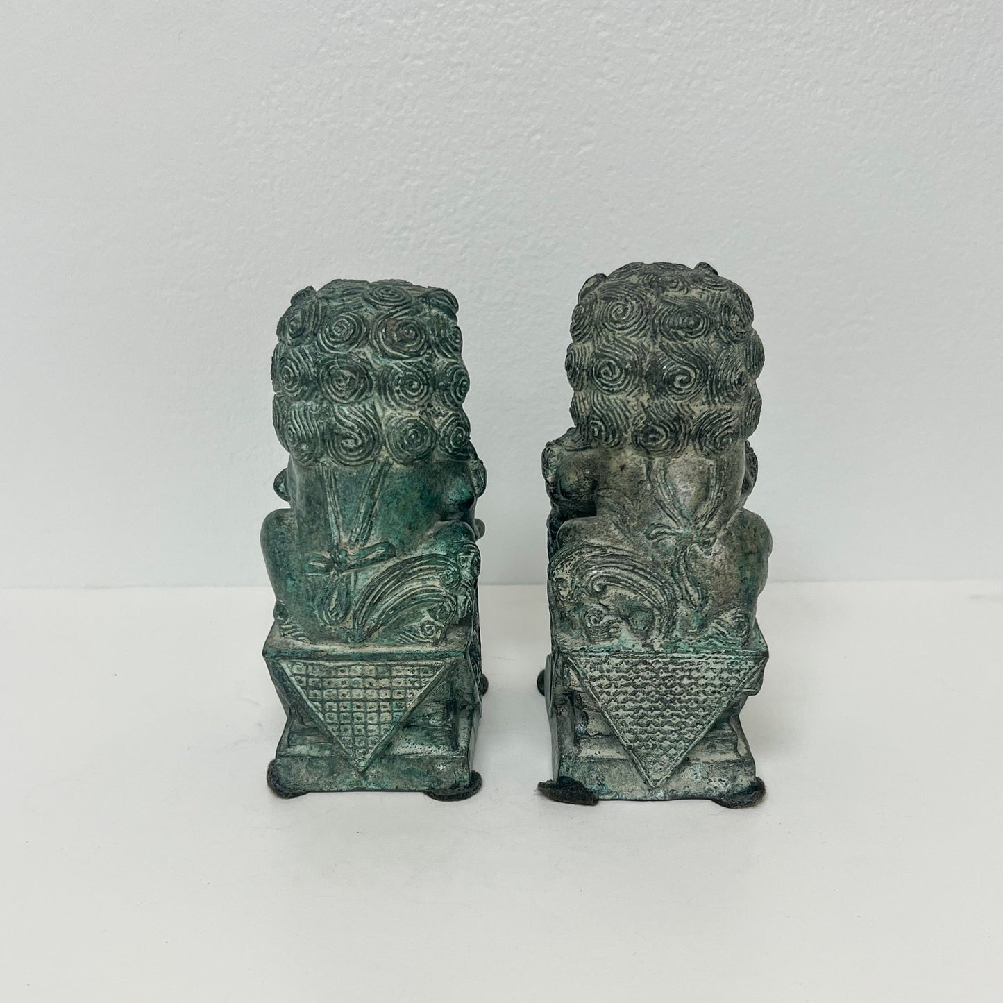 (21616) Pair of Verdigris Metal Foo Dogs