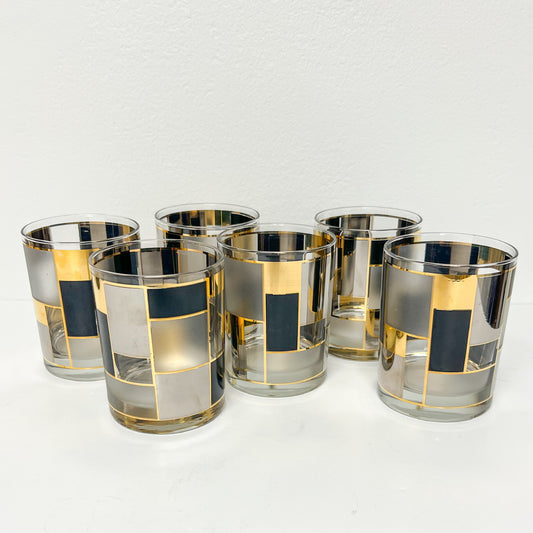 (26108) Set of Six Culver Black and Gold Old Fashioneds