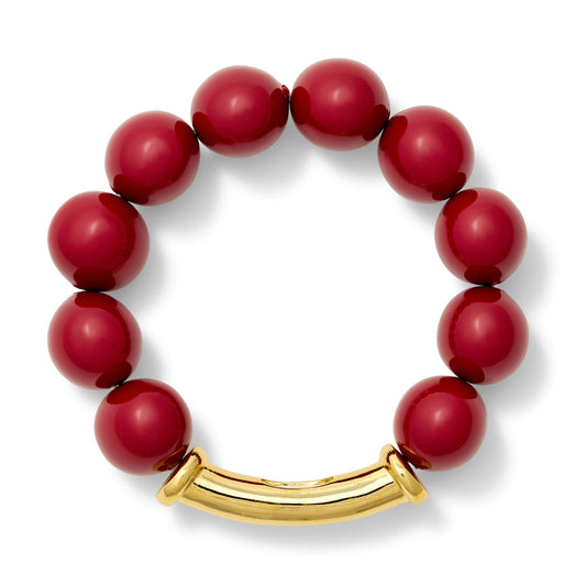 (27067) Claret Pebble Pearl Stack Bracelet