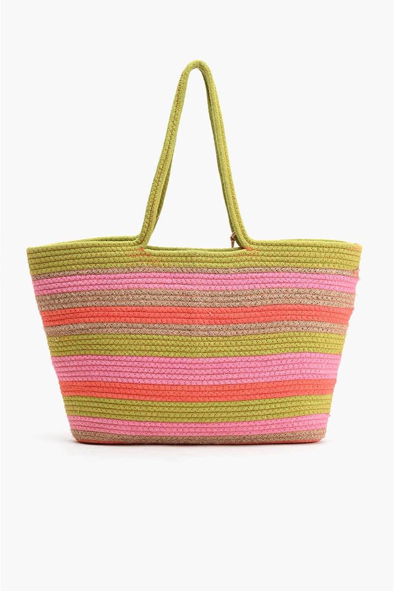 (23478) Recycled Cotton Stripe Tote-Sherbet