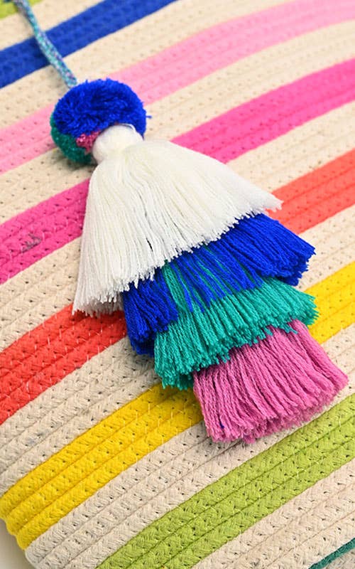 (23479) Recycled Cotton Stripe Tote-Natural Multi