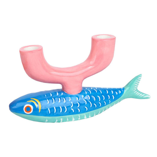 (26197) Fish Ceramic Candle Holder