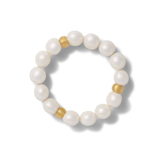 (26221) Medium Pebble Pearl Bracelet: White