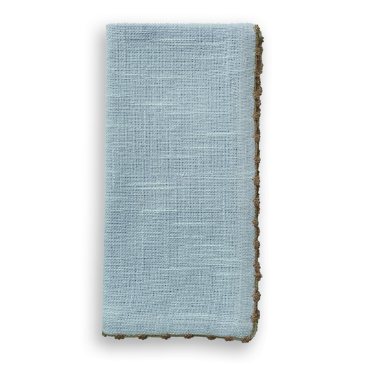 (25651) Knotted Edge Blue Cotton Napkins Set of 4