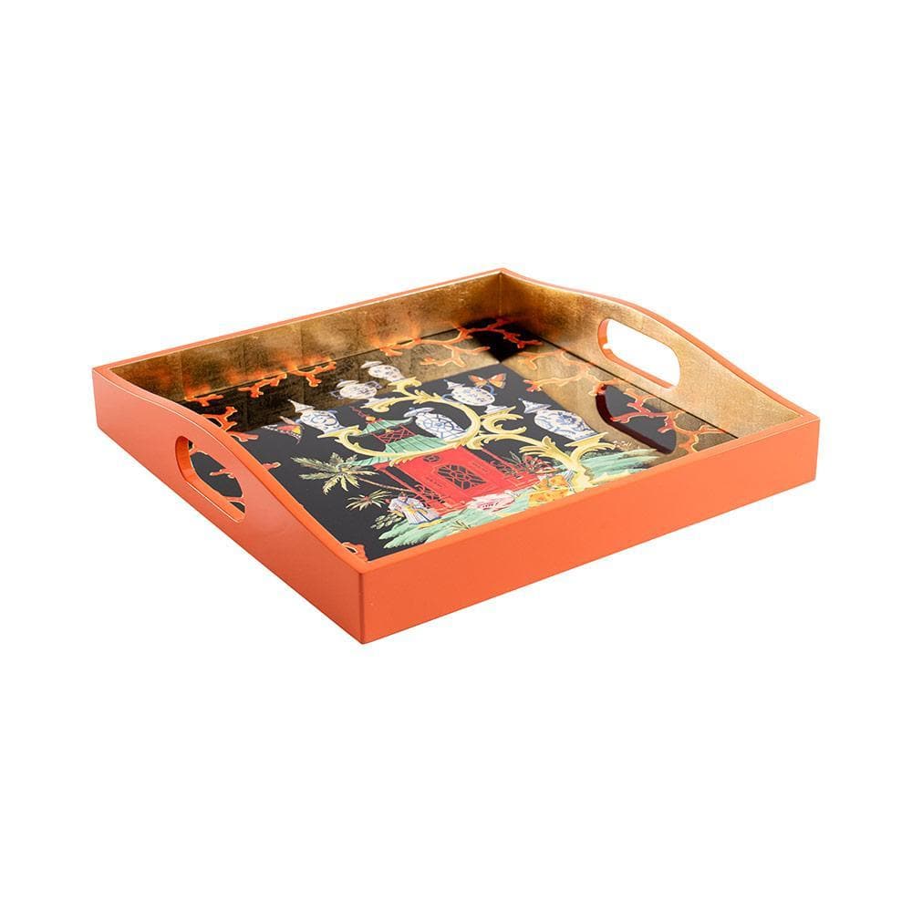 (18873) Rococo Fantasy Square Lacquer Tray