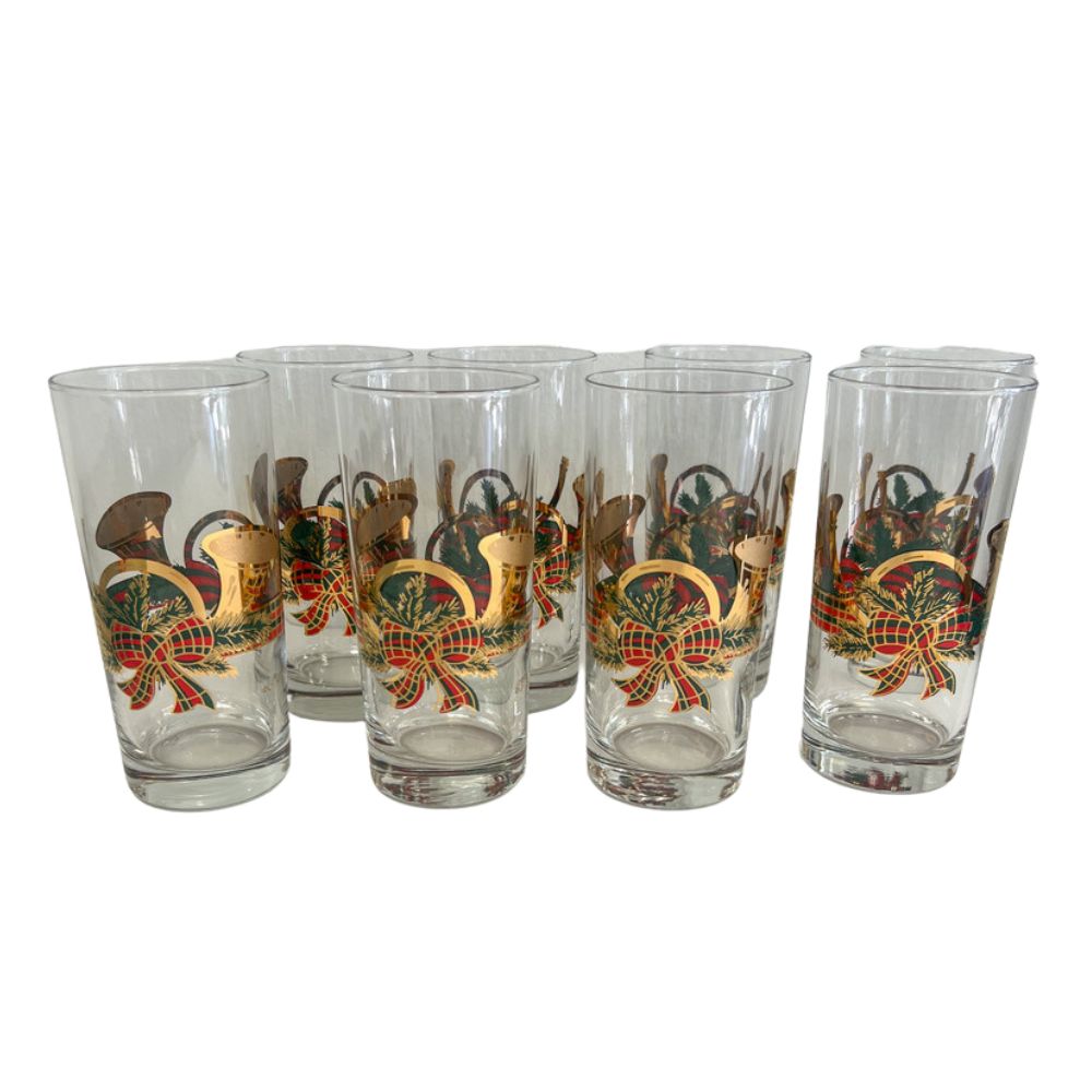 (20858) Set of Eight Culver Holiday Horn Tumblers