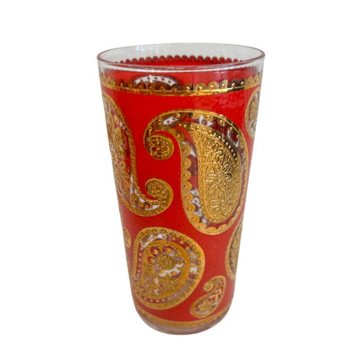(21448) Set of Six Culver Red Paisley Tumblers