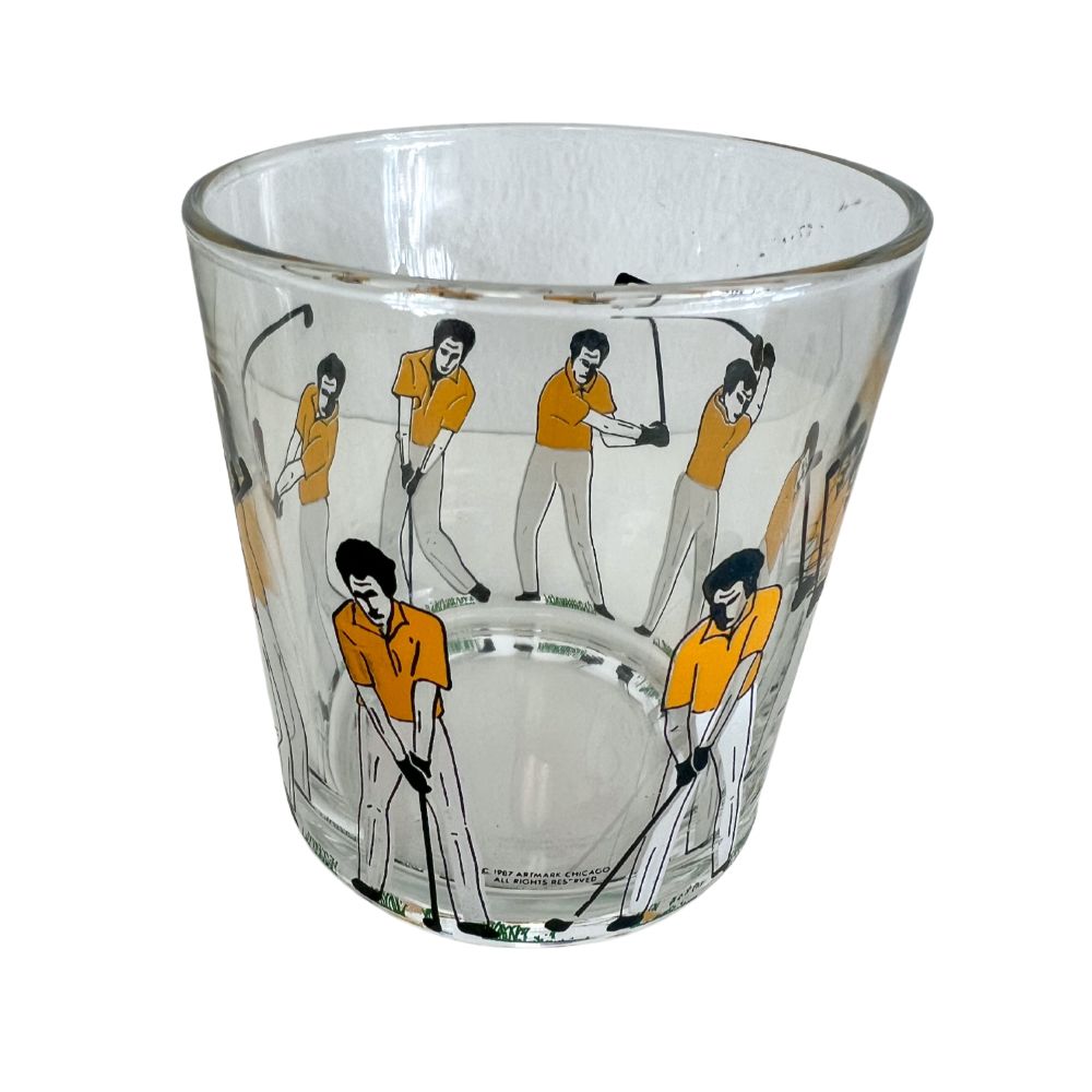 (21833) Set of Four Golf Rocks Glasses 1987 Artmark