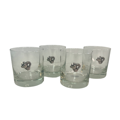 (19749) Raleigh Cocktail Company Exclusive Set Of Four Old Fashioned Glasses With Ram